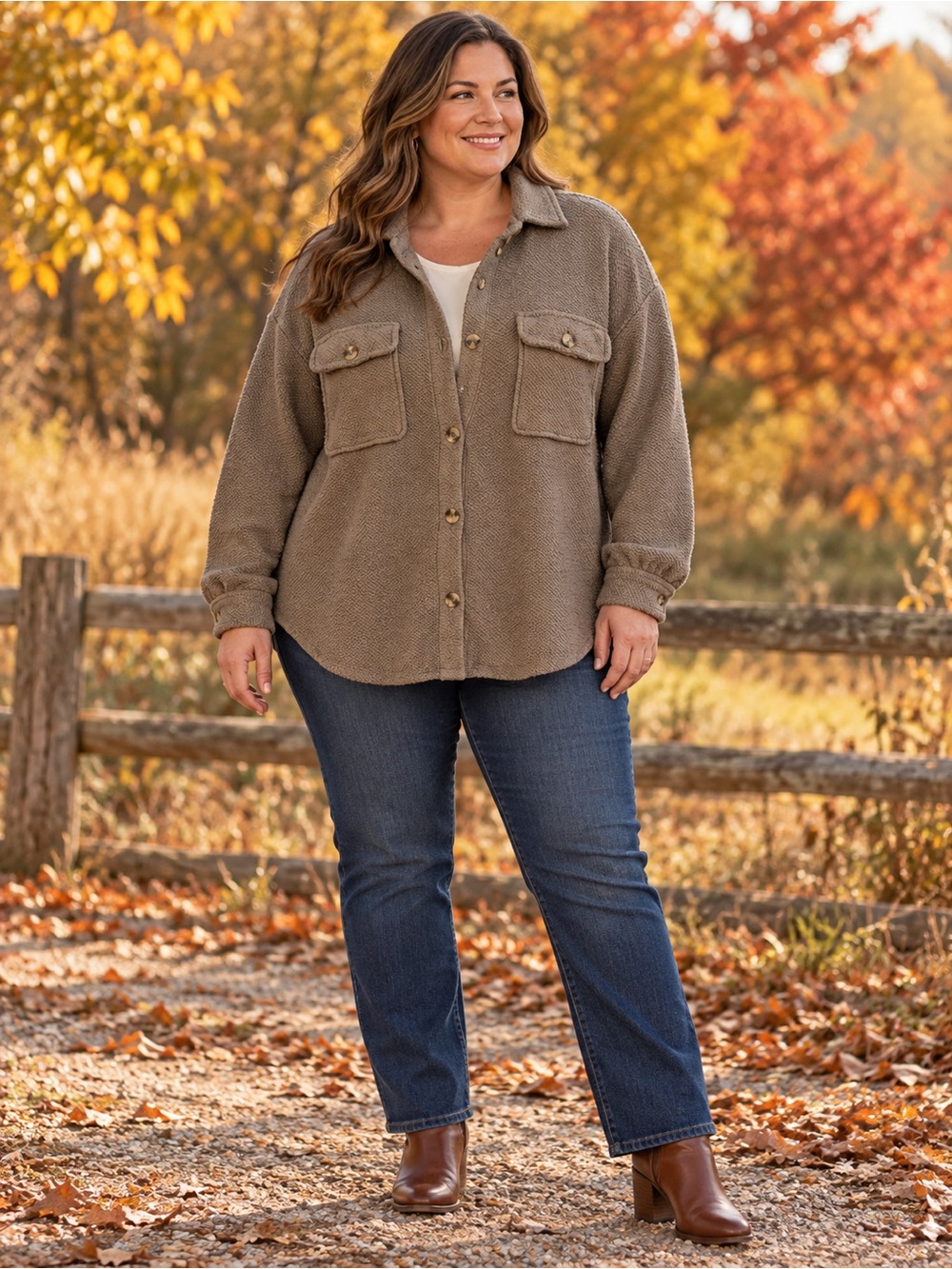 Anthropologie Taupe Textured Button-Up Shacket